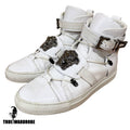 2015 Versace Palazzo Medusa Buckle Strap High Top White Leather Sneakers