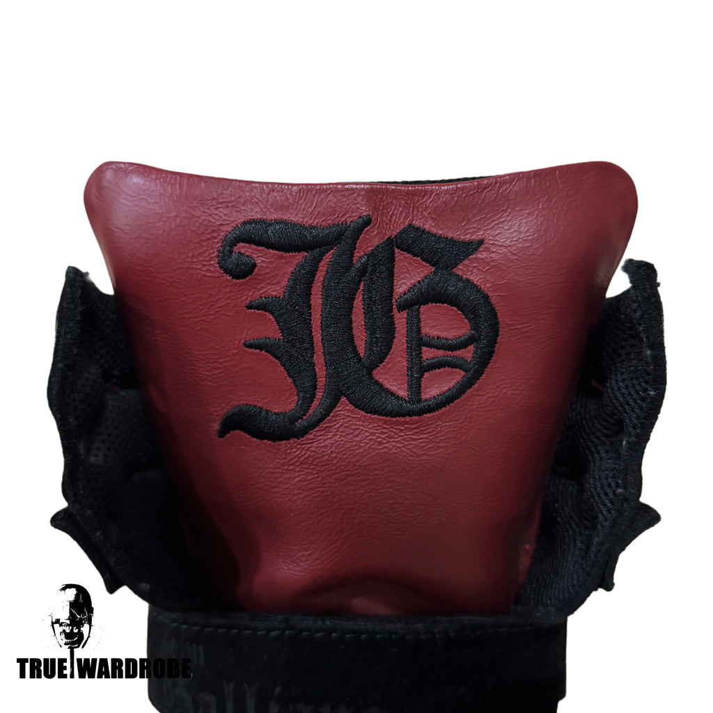 John Galliano Double Strap High Top Burgundy/Black Logo Sneakers