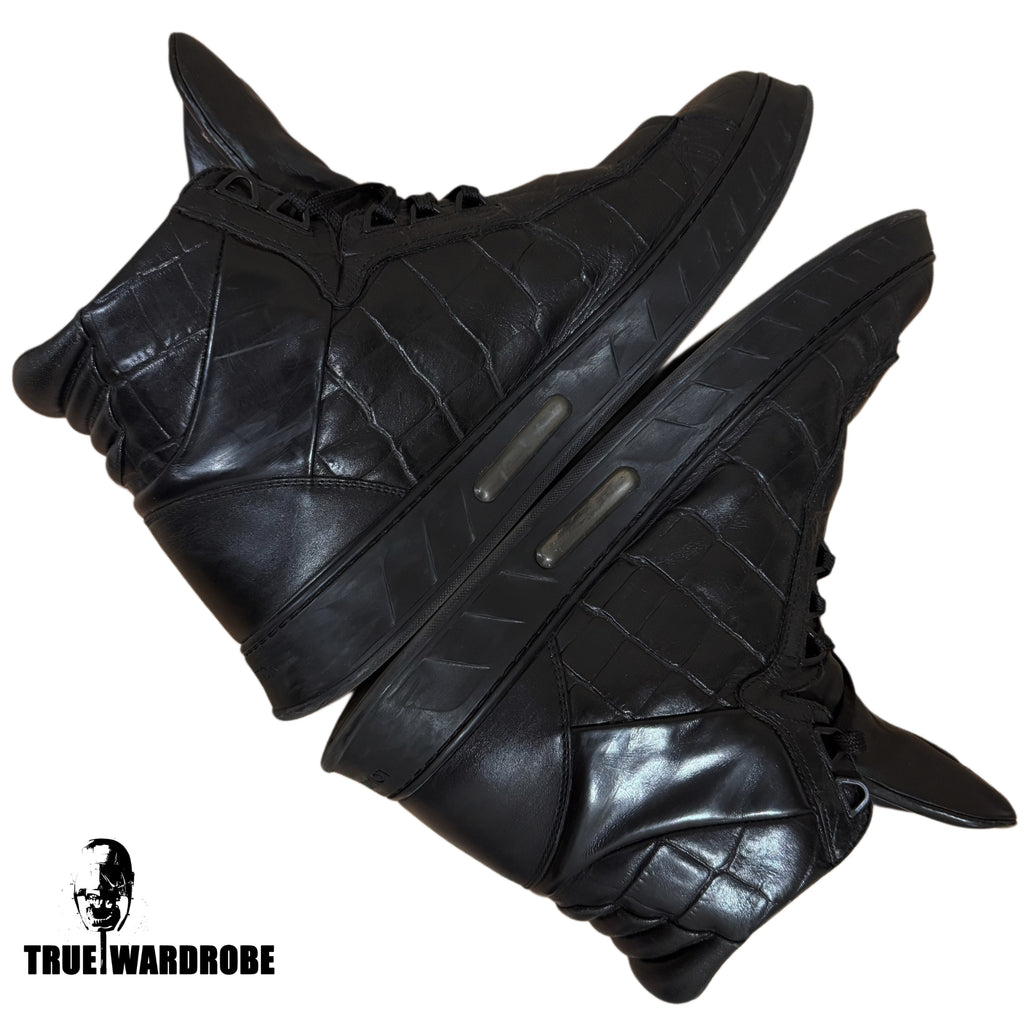 Louis Vuitton Crocodile Logo High Top Leather Sneakers