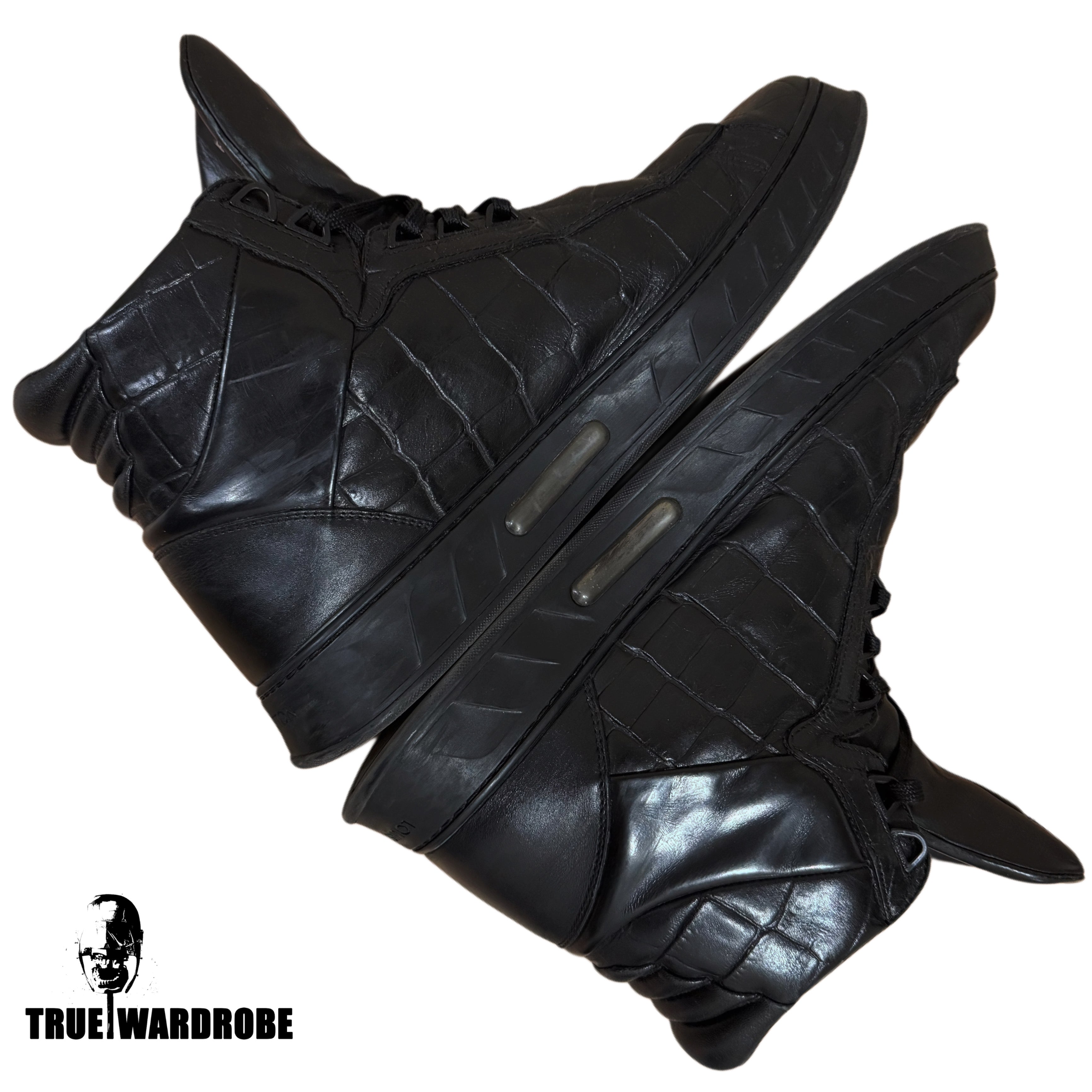 Louis Vuitton Crocodile Logo High Top Leather Sneakers