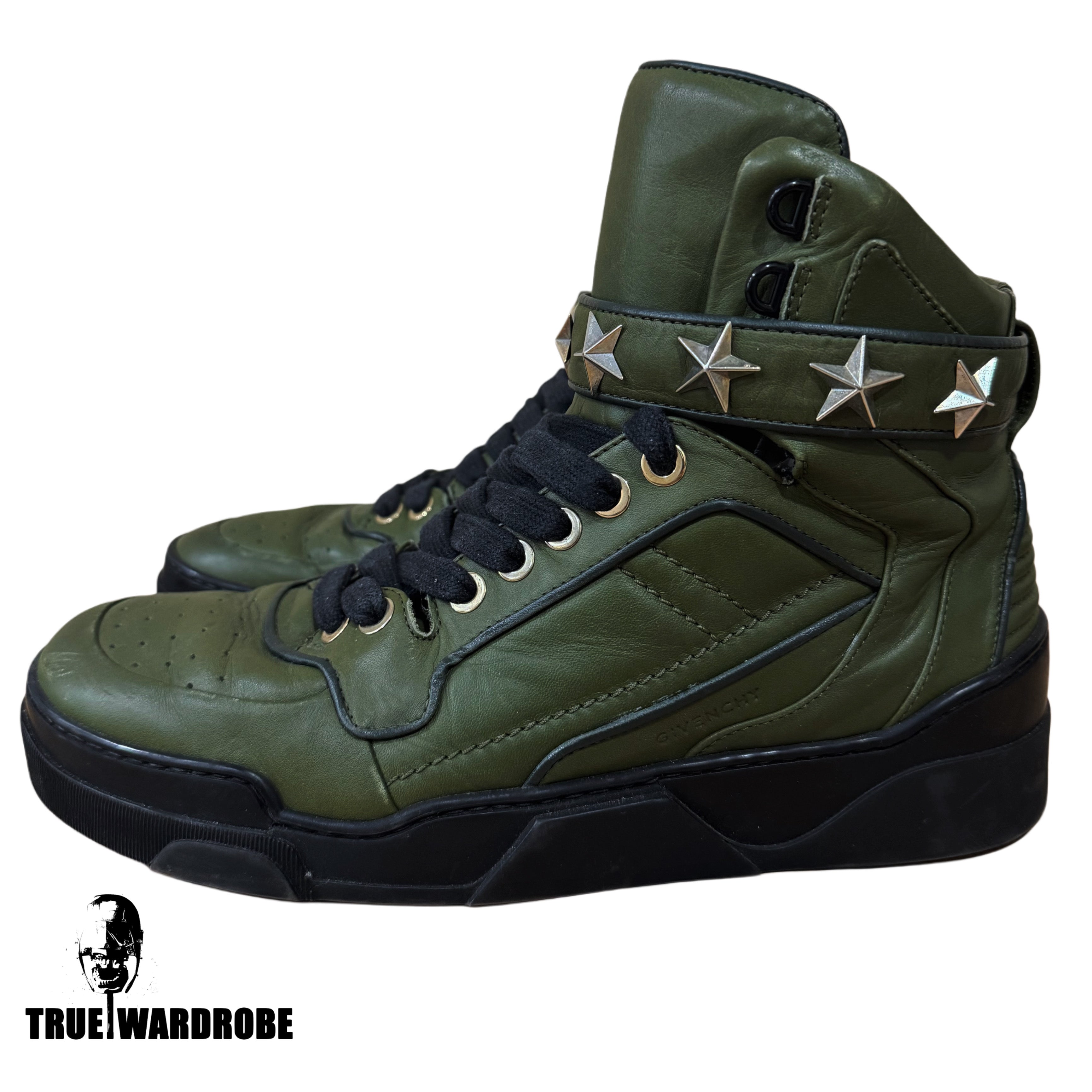 Givenchy Tyson Star Khaki Black eather High Top Sneakers
