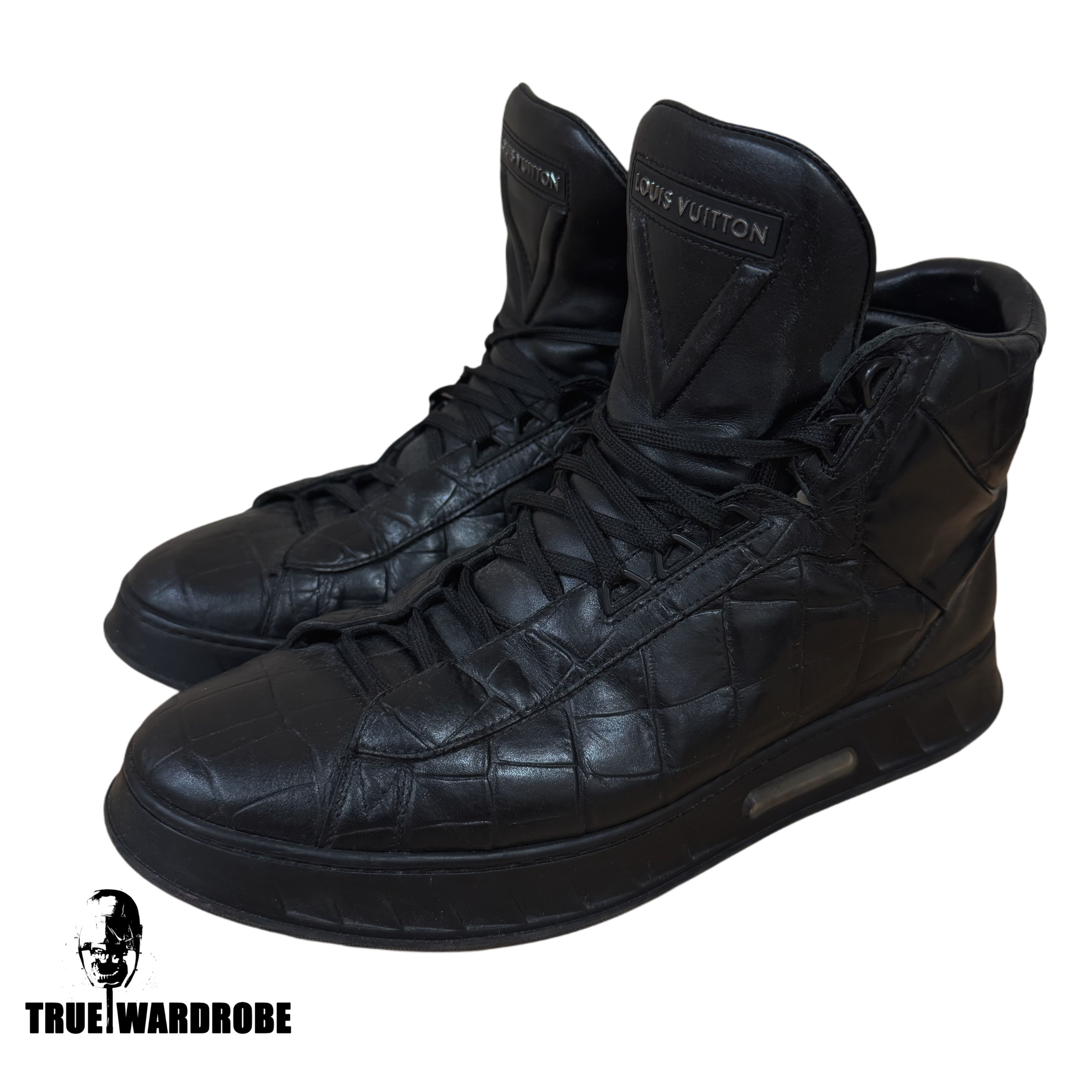 Louis Vuitton Crocodile Logo High Top Leather Sneakers