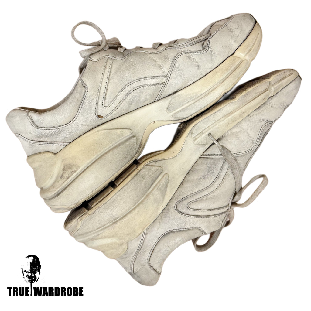 Gucci Rython Tongue Logo Distressed Milk Sneakers