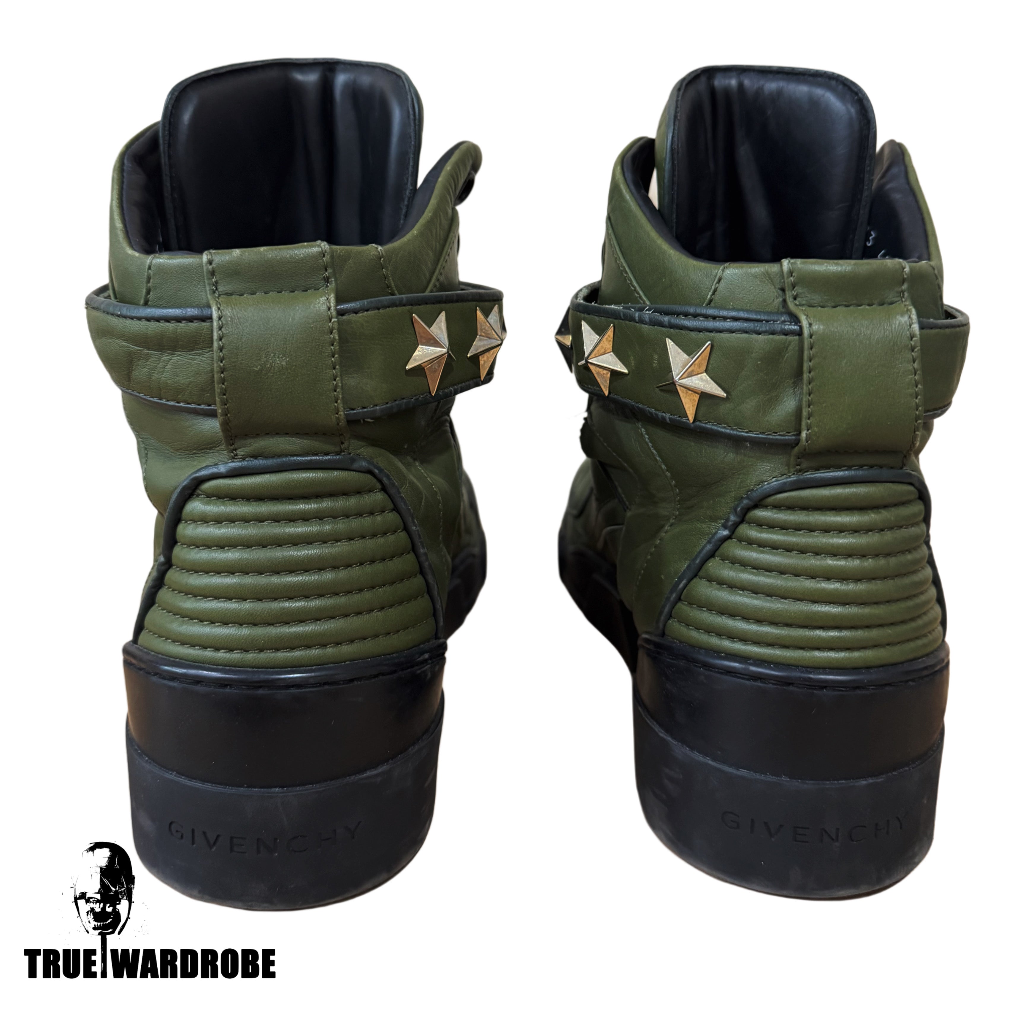 Givenchy Tyson Star Khaki Black eather High Top Sneakers