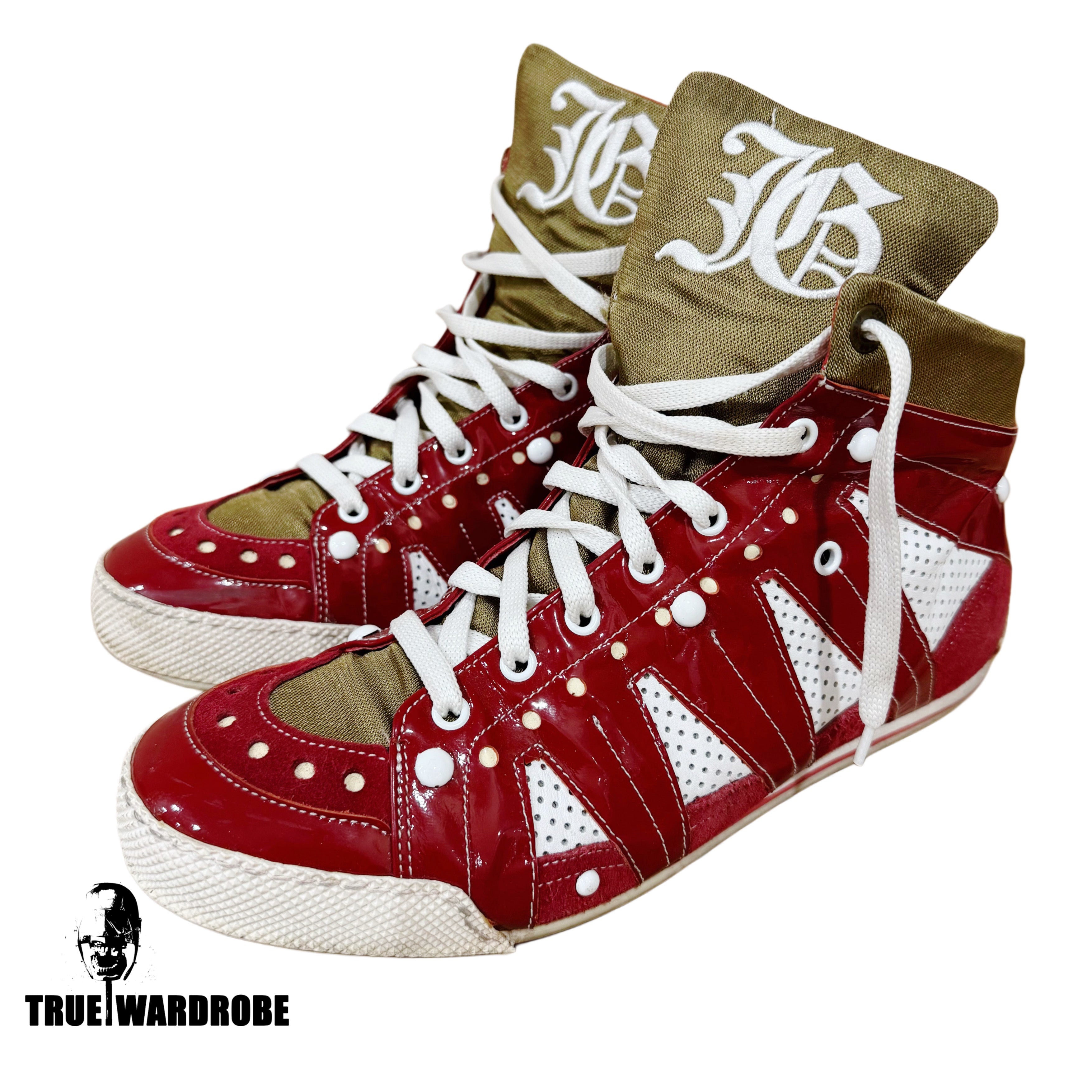 John Galliano Patent Leather High Top Red Sneakers
