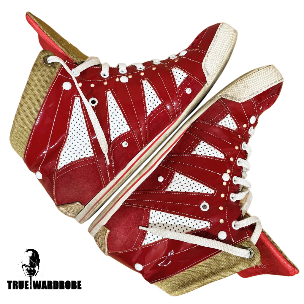 John Galliano Patent Leather High Top Red Sneakers