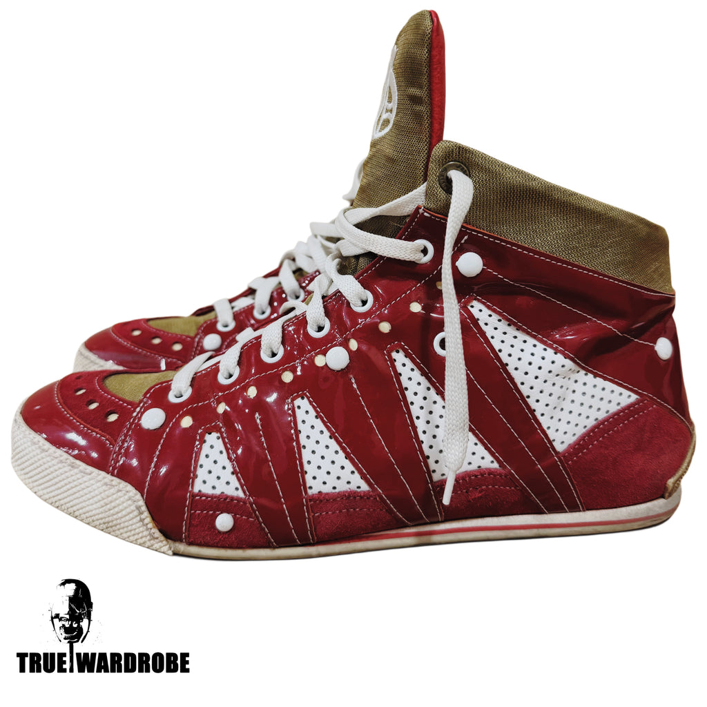 John Galliano Patent Leather High Top Red Sneakers