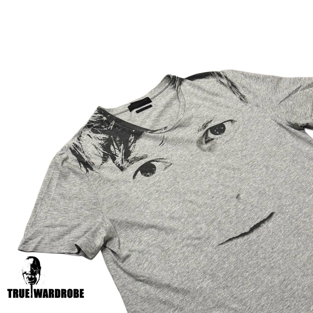 Alexander Mcqueen Face Printed Grey T Shirt