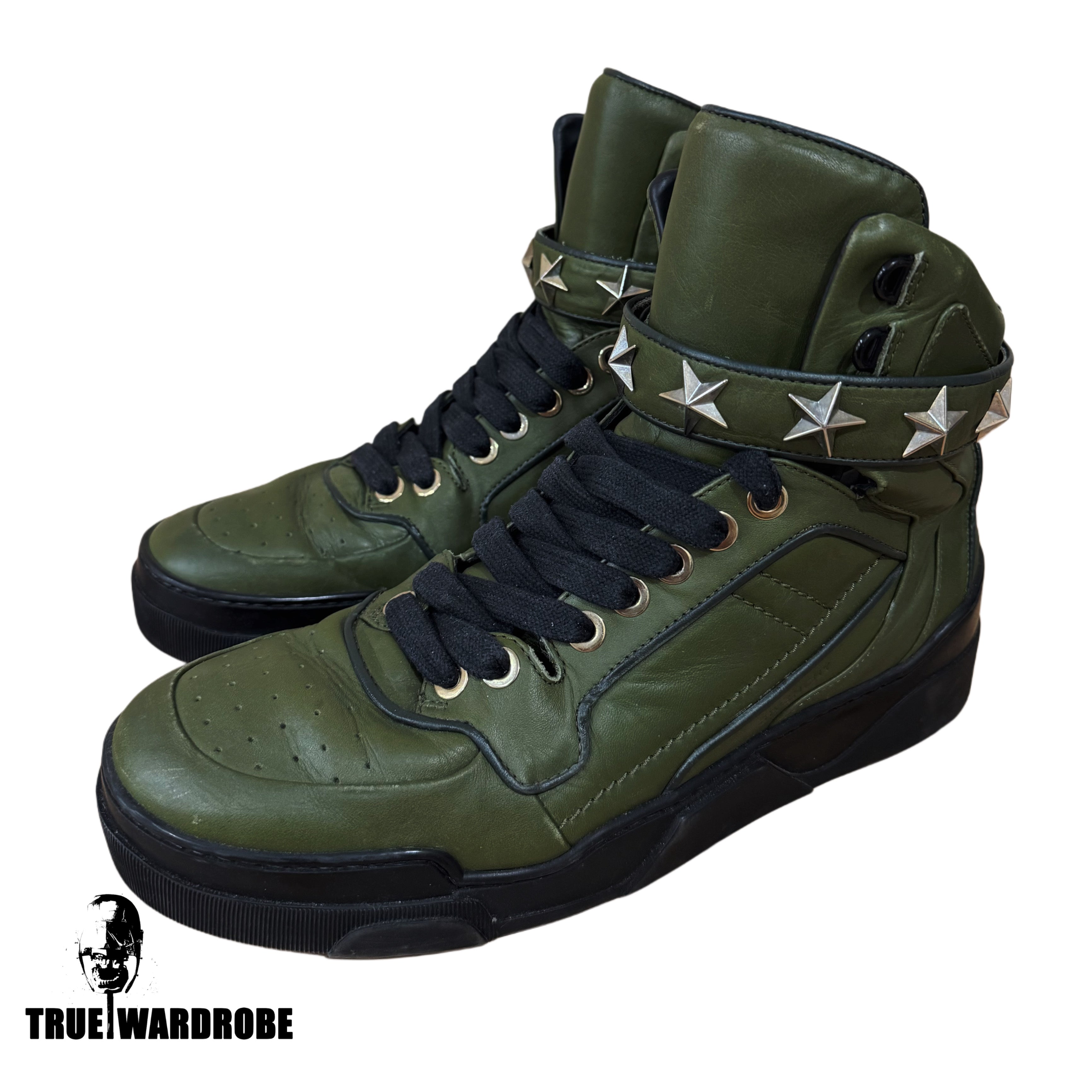 Givenchy Tyson Star Khaki Black eather High Top Sneakers