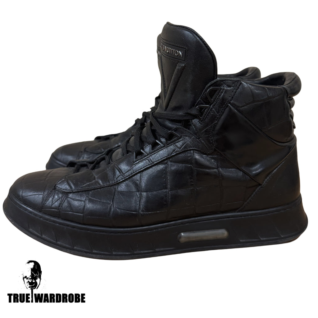Louis Vuitton Crocodile Logo High Top Leather Sneakers