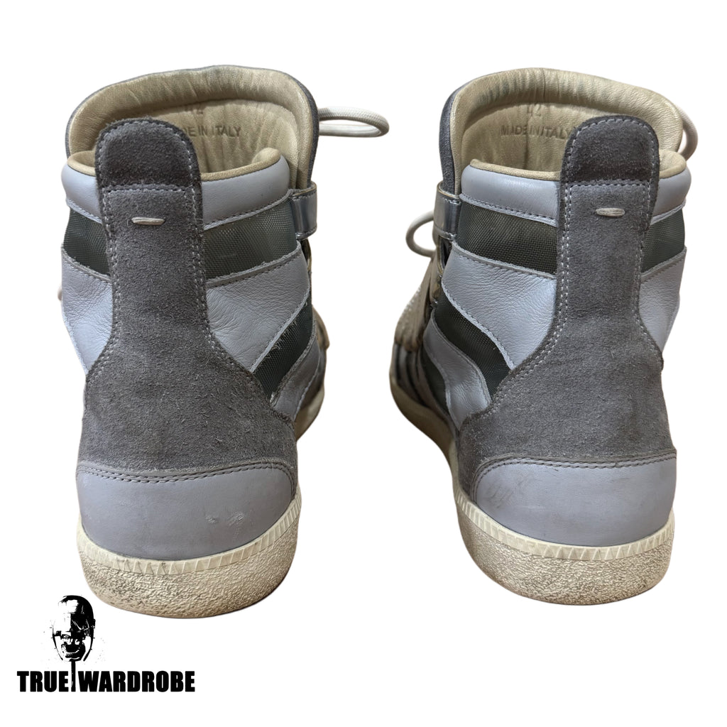 Maison Martin Margiela Grey/Blue Mesh Stripe High Top Sneakers