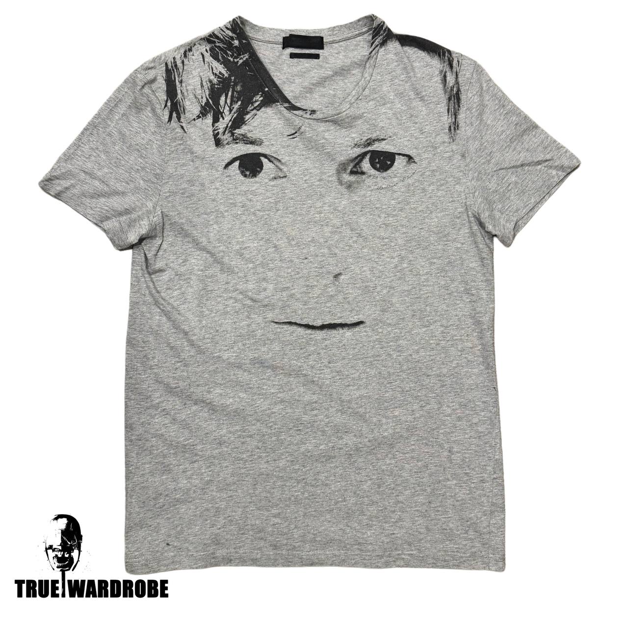 Alexander Mcqueen Face Printed Grey T Shirt