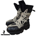 SS20 Rick Owens Megatooth Megalace Army Black Leather Boots