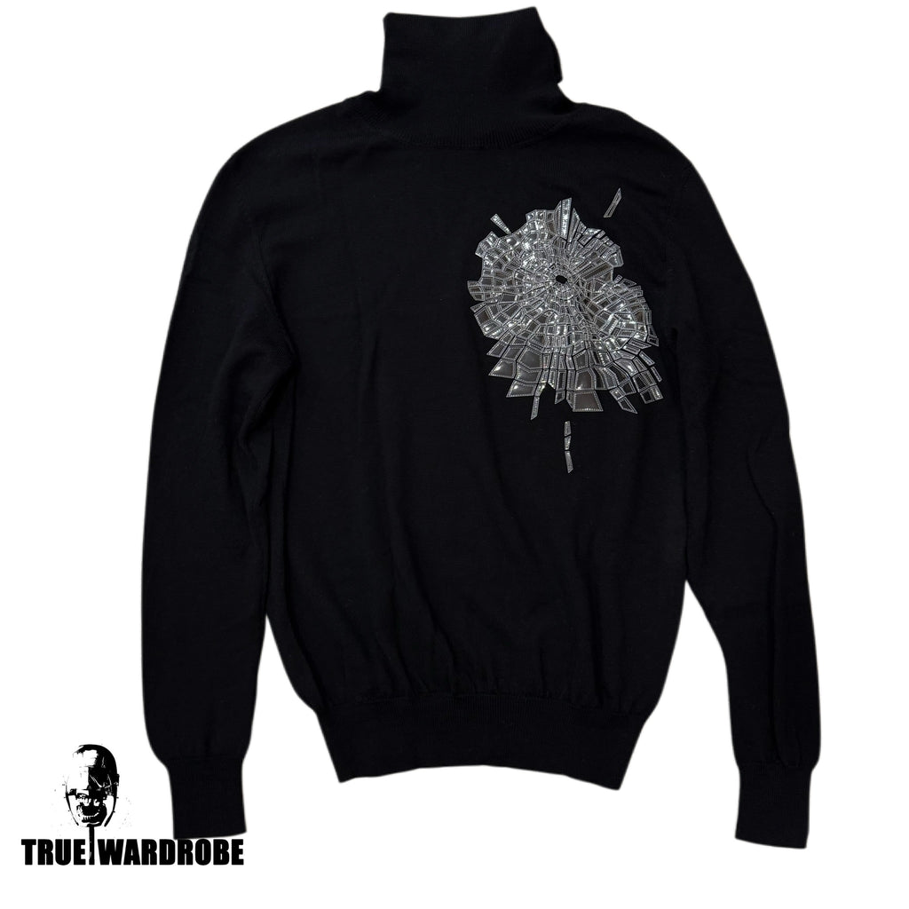 AW08 Dior Homme Broken Heart Black Turtleneck Sweater By Kris Van Assche
