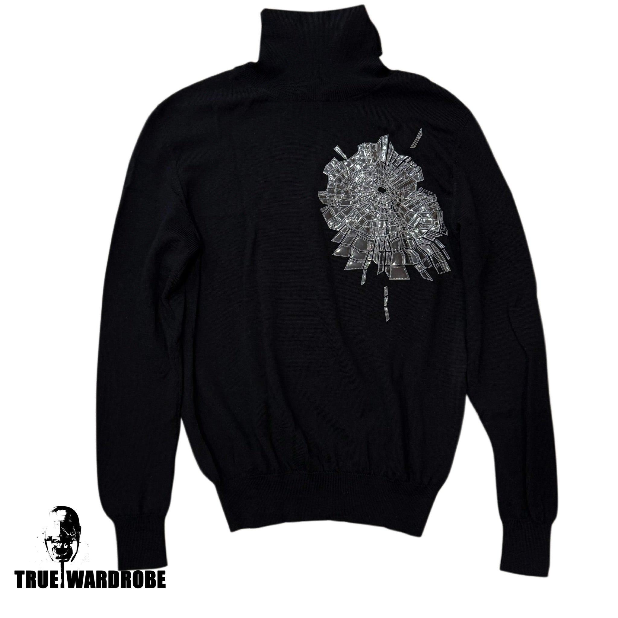 AW08 Dior Homme Broken Heart Black Turtleneck Sweater By Kris Van Assche