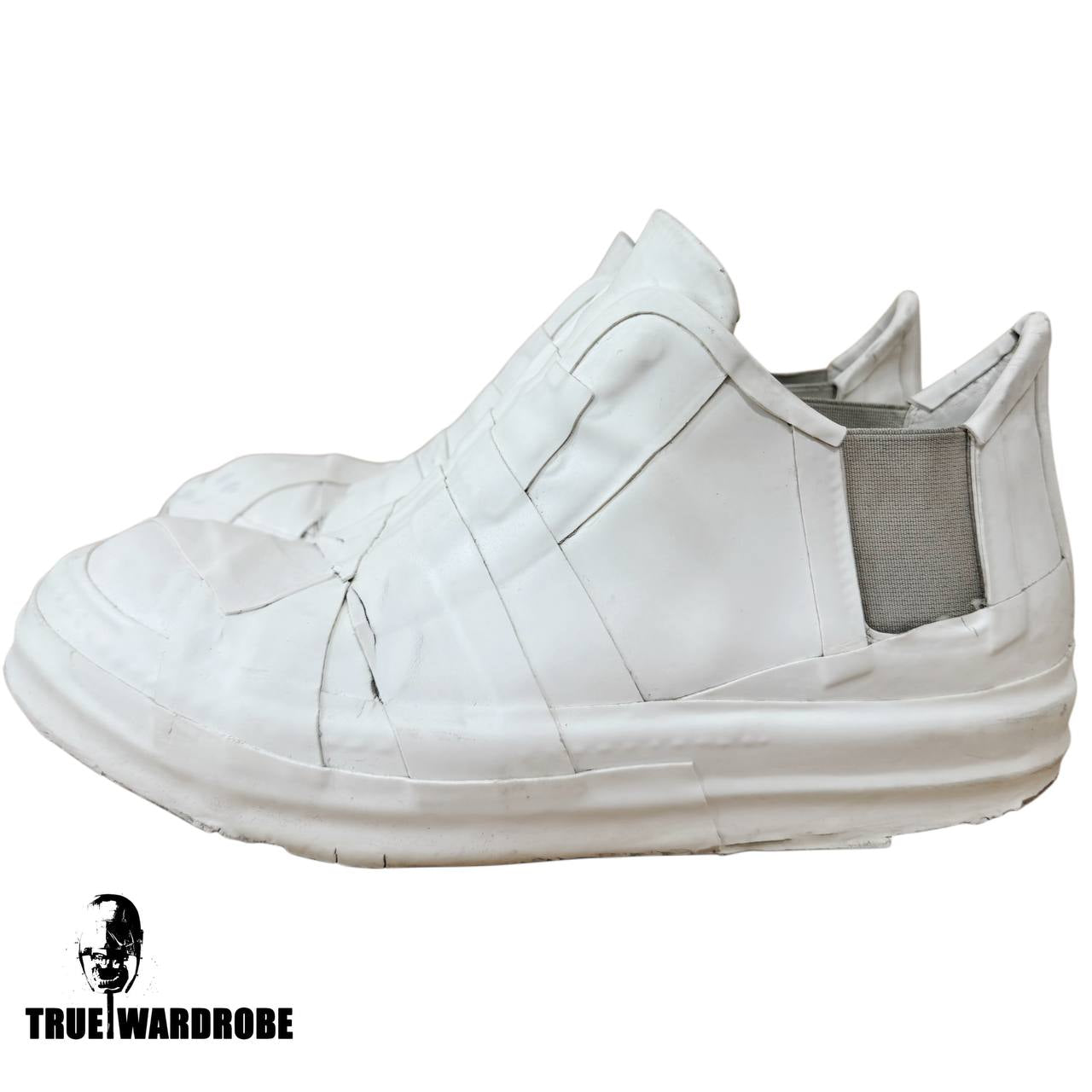 FW20 “PERFORMA” Rick Owens Tape Mummy Rubber Ramones White Sneakers
