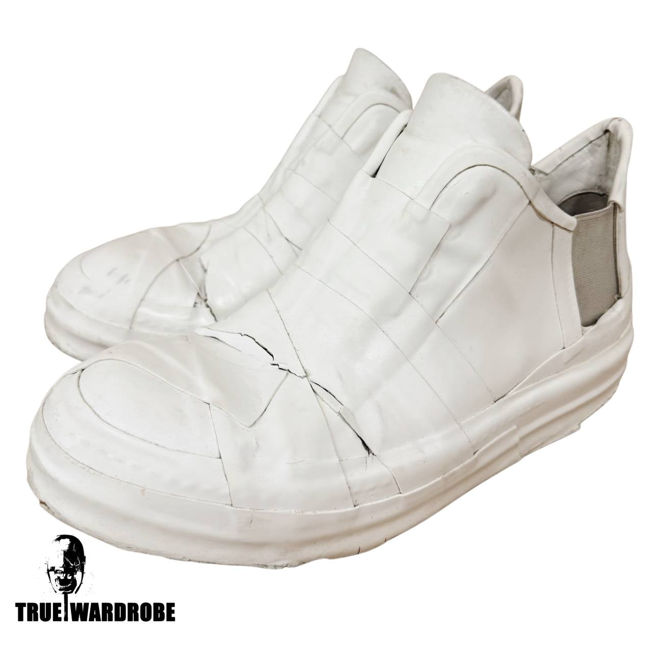 FW20 “PERFORMA” Rick Owens Tape Mummy Rubber Ramones White Sneakers