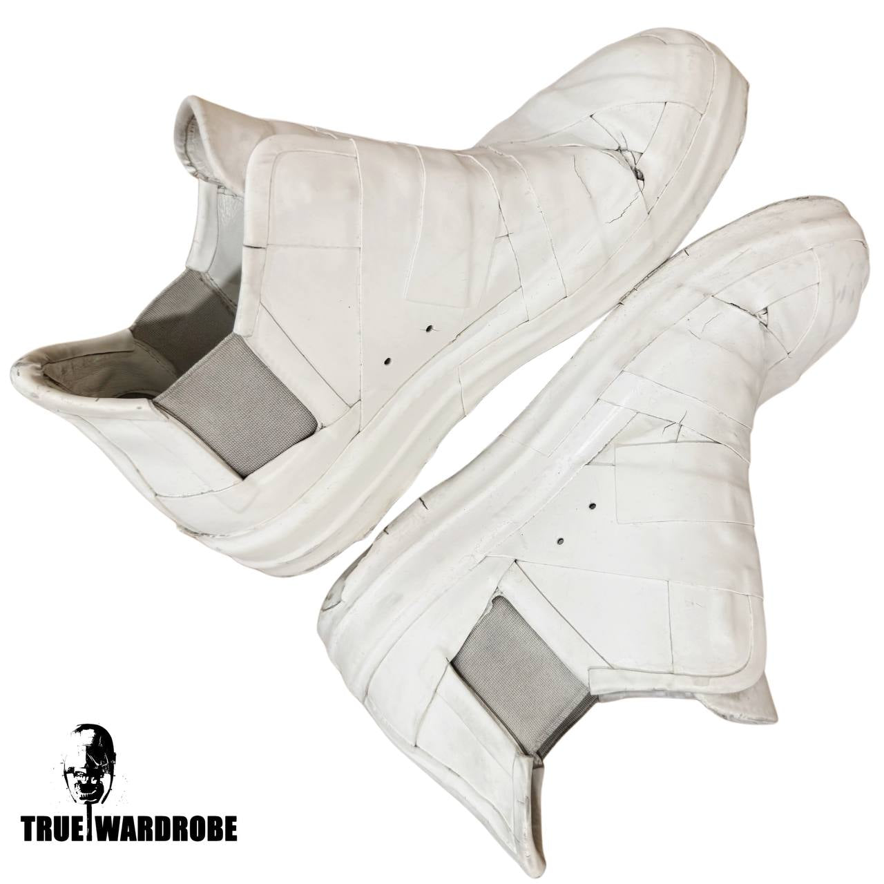 FW20 “PERFORMA” Rick Owens Tape Mummy Rubber Ramones White Sneakers