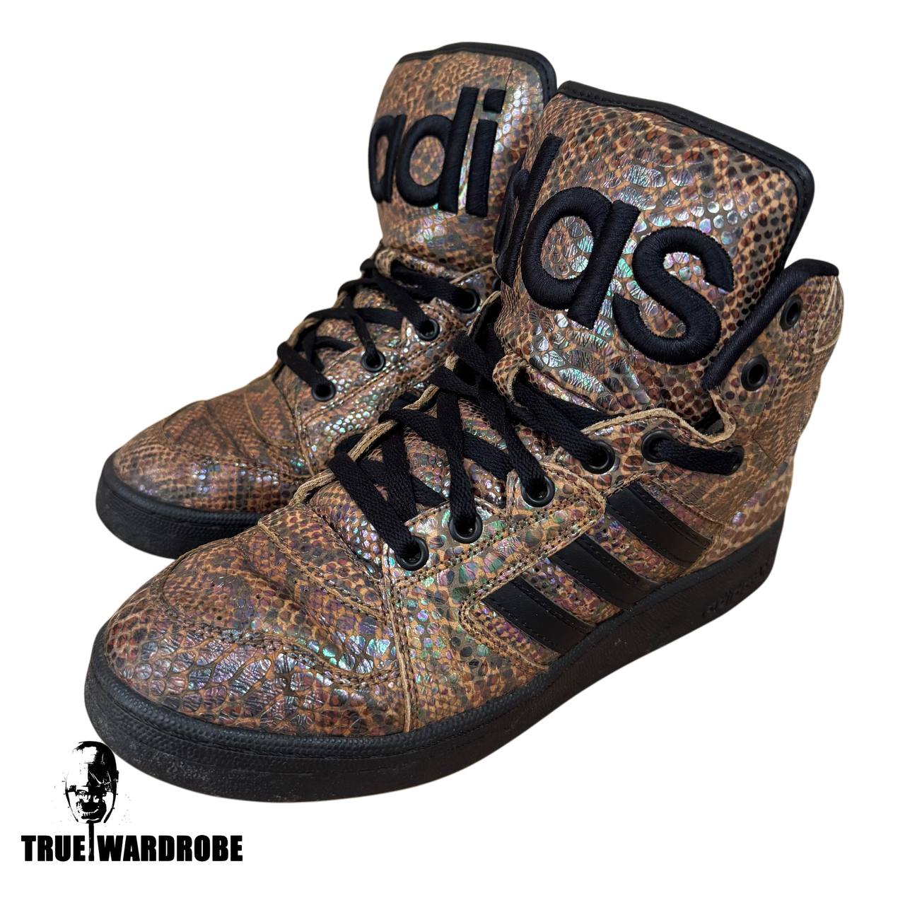 Adidas X Jeremy Scott Instinct Hi Snake 
Python Skin High Top Sneakers