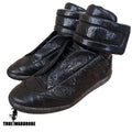 Maison Margiela Future High Wrinkled Cracked Blistered Black Leather Sneakers