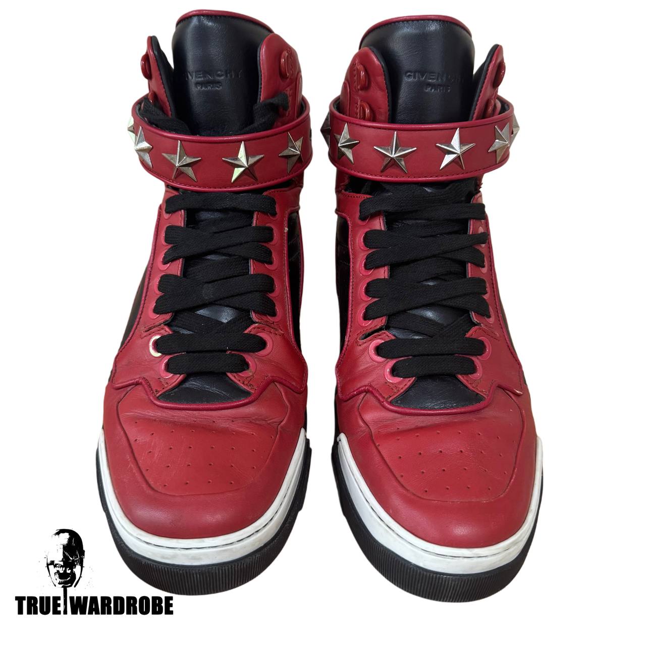 Givenchy Tyson Red Star Leather High Top Sneakers