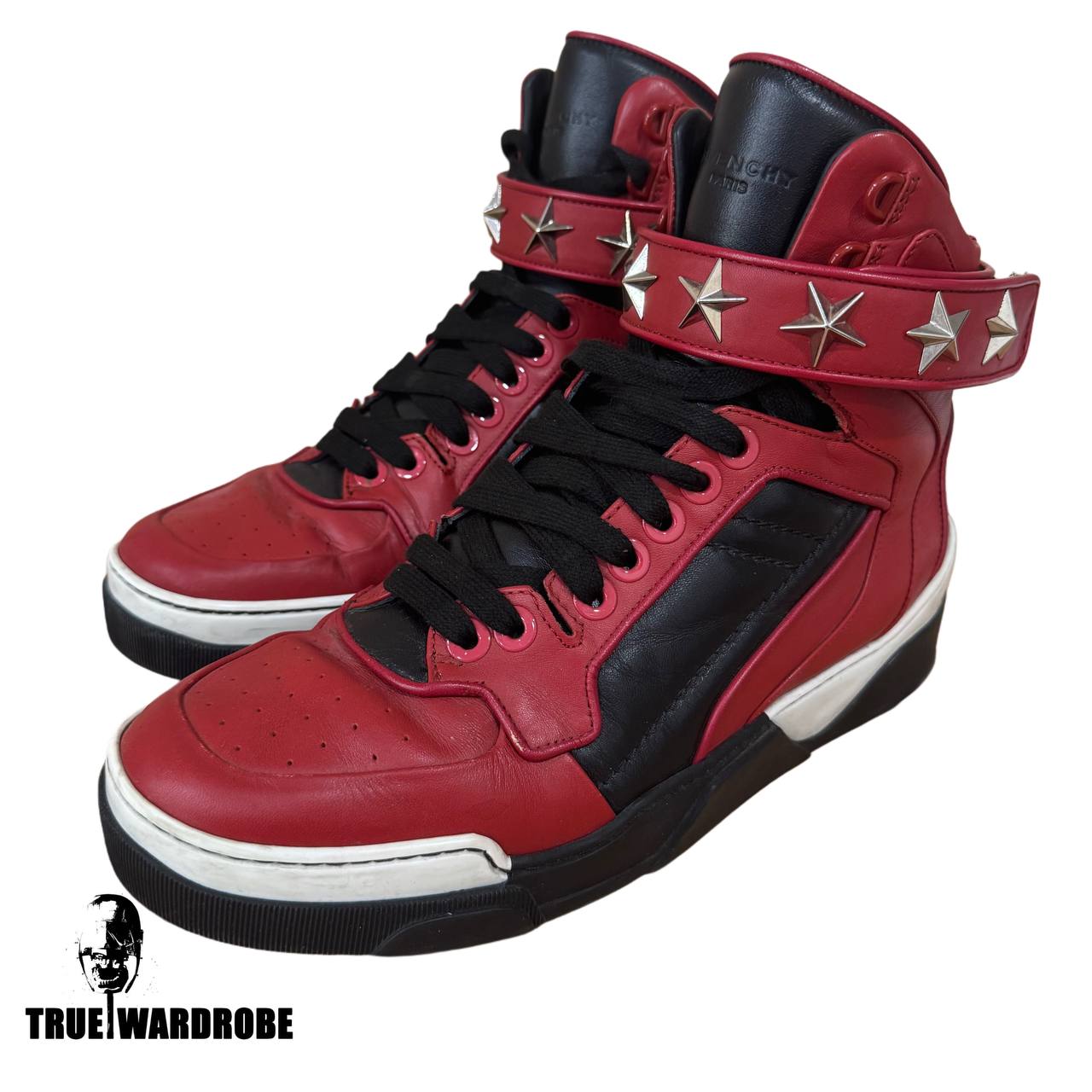 Givenchy Tyson Red Star Leather High Top Sneakers