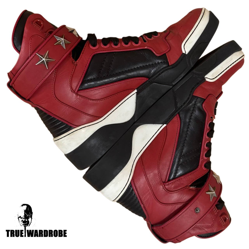 Givenchy Tyson Red Star Leather High Top Sneakers