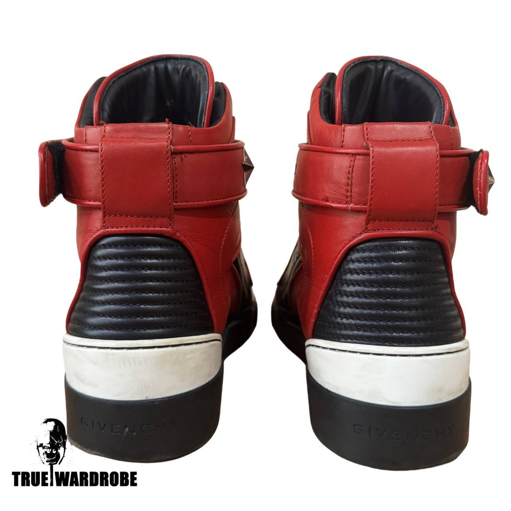 Givenchy Tyson Red Star Leather High Top Sneakers