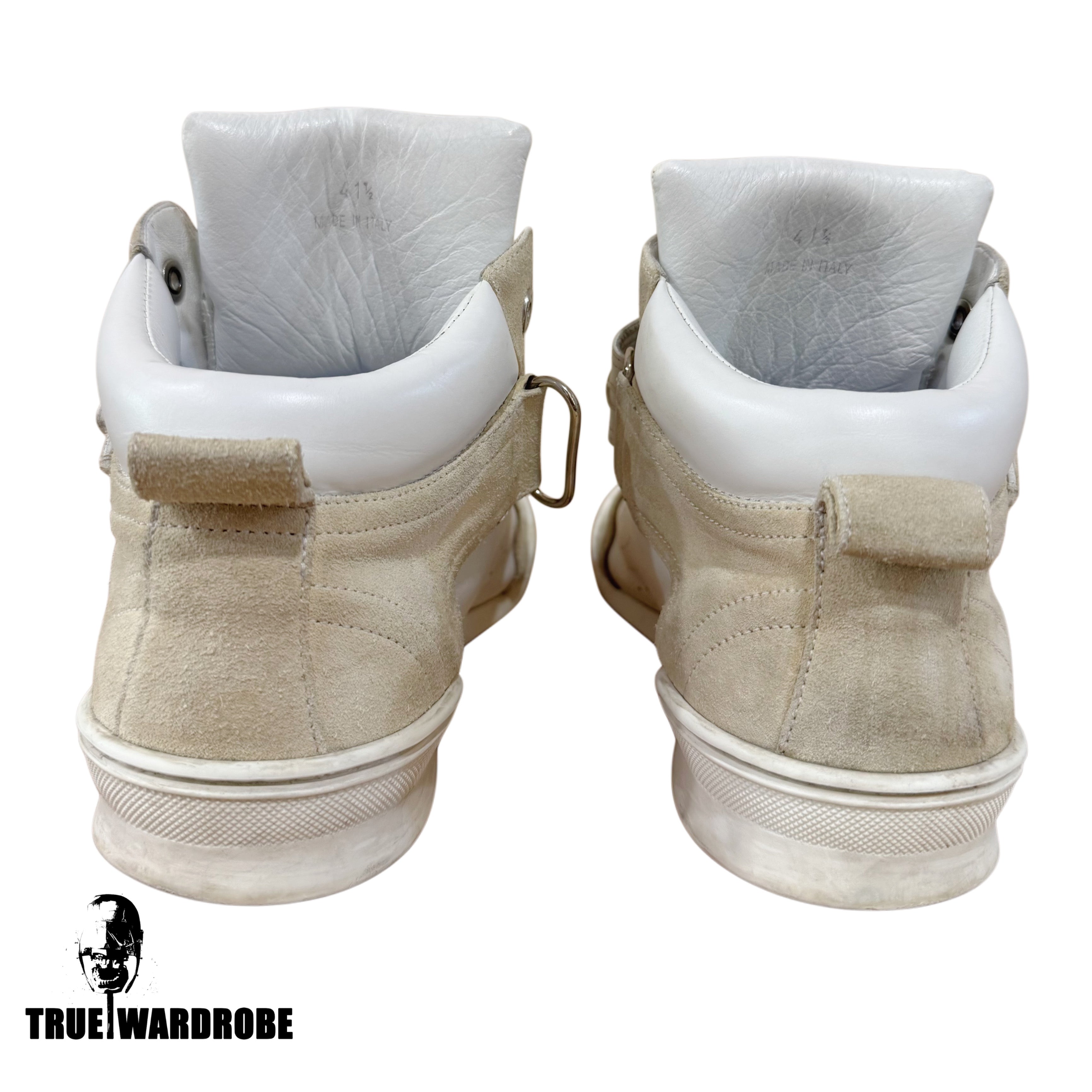 Jimmy Choo Lewis Studded Strap High Top White Leather Sneakers