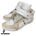 Jimmy Choo Lewis Studded Strap High Top White Leather Sneakers