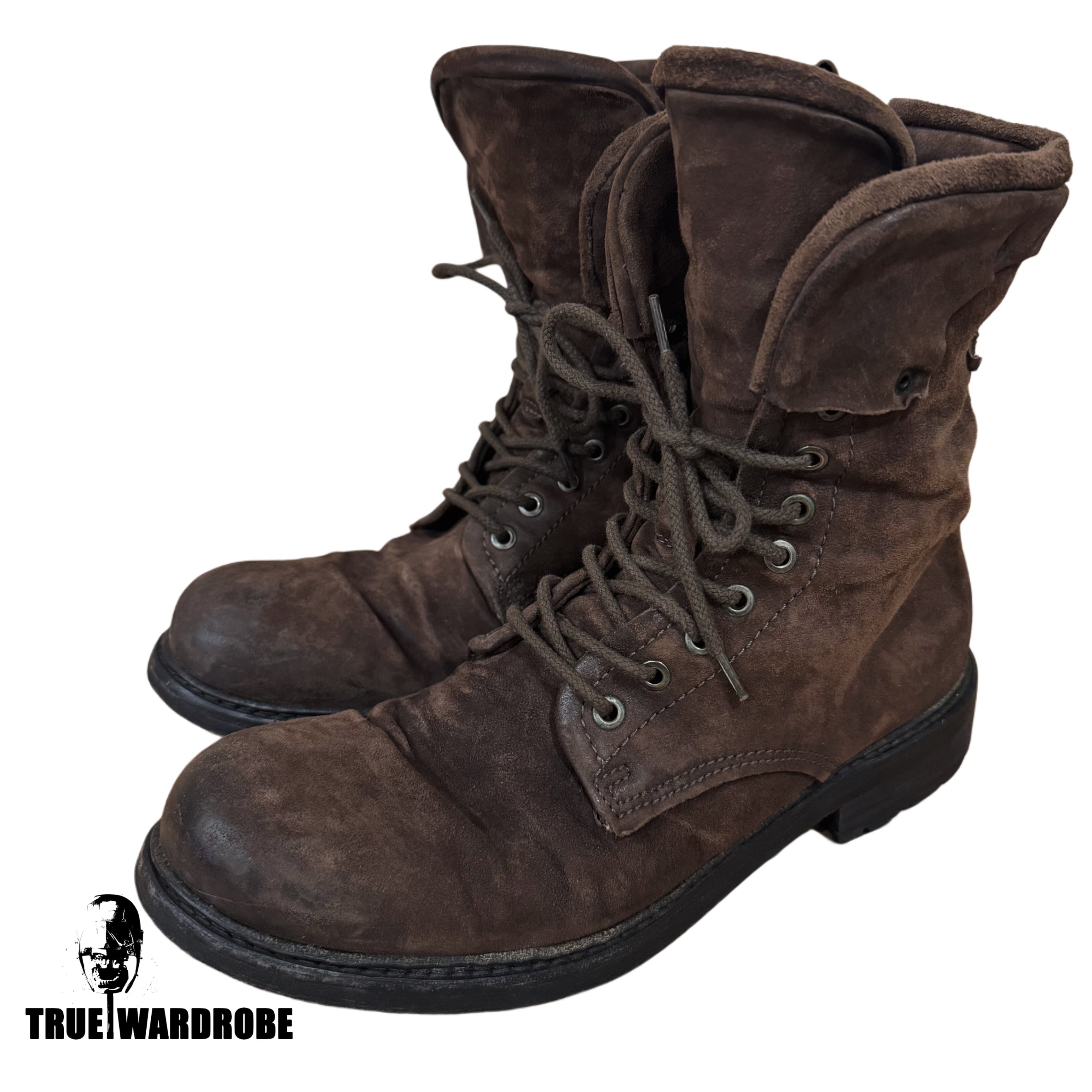 A.S.98 Suede Brown Western Combat Distressed Boots