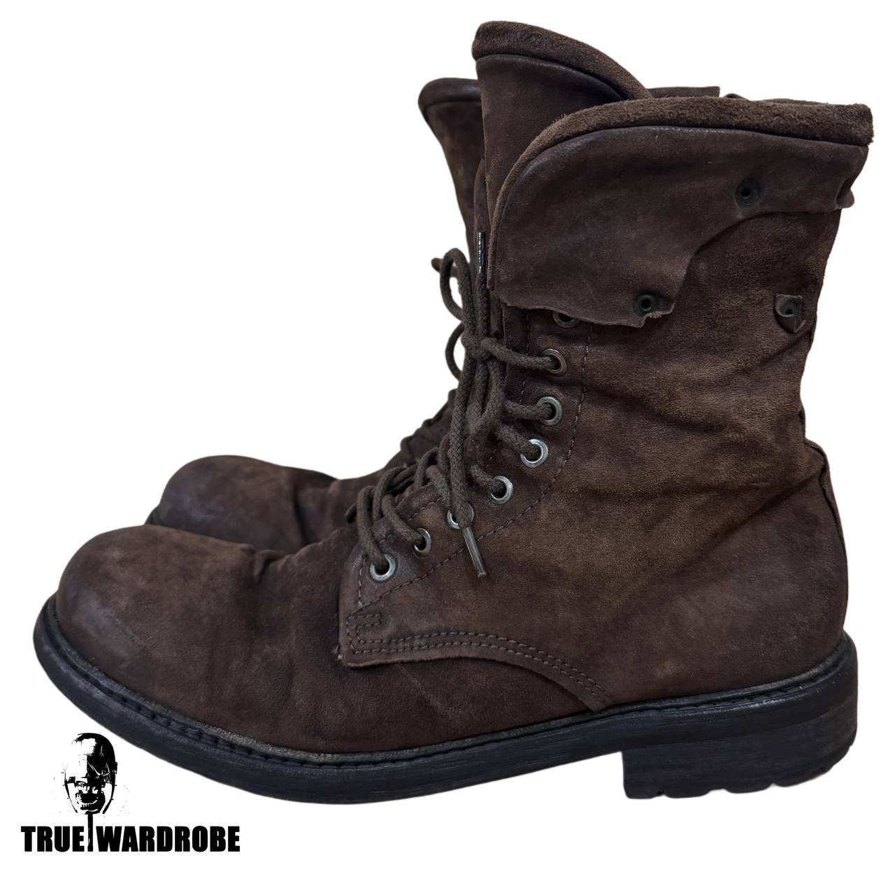 A.S.98 Suede Brown Western Combat Distressed Boots