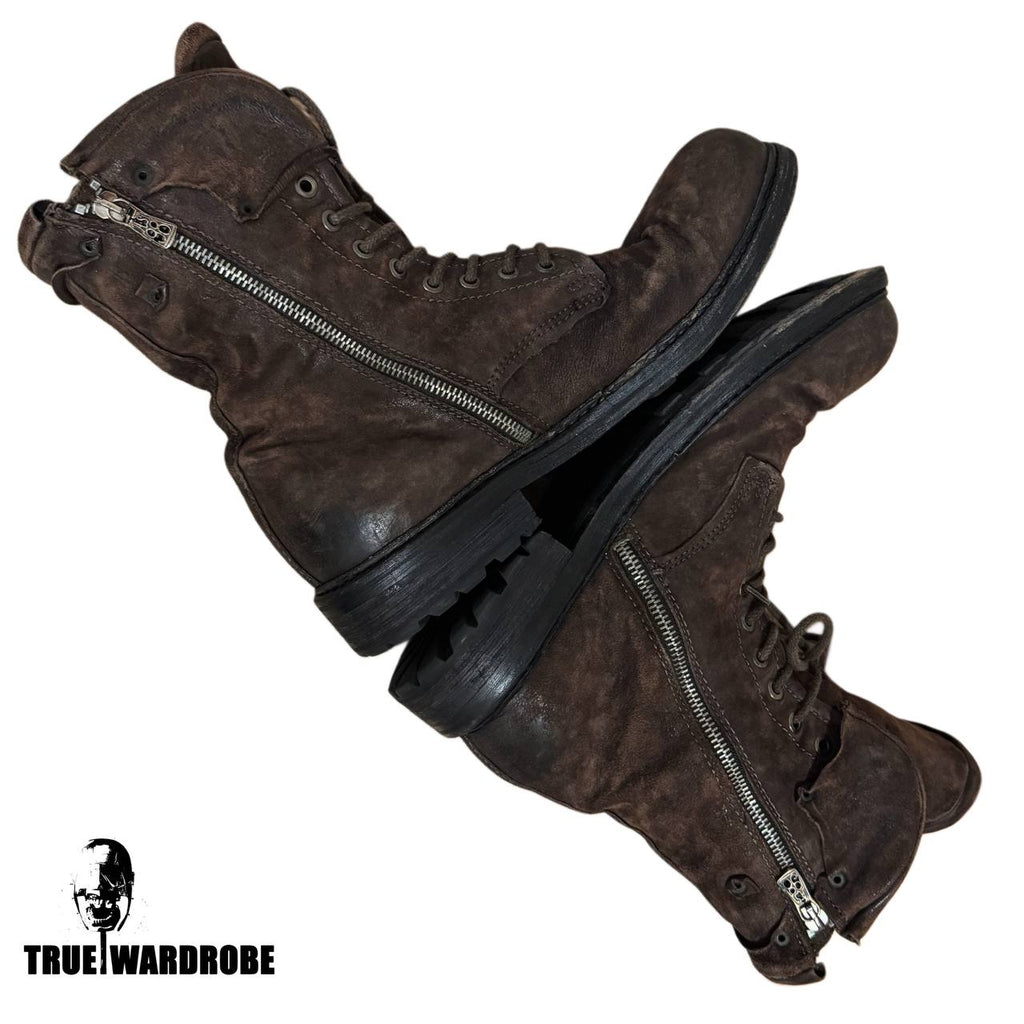 Botas de combate vaqueras desgastadas de ante marrón AS98