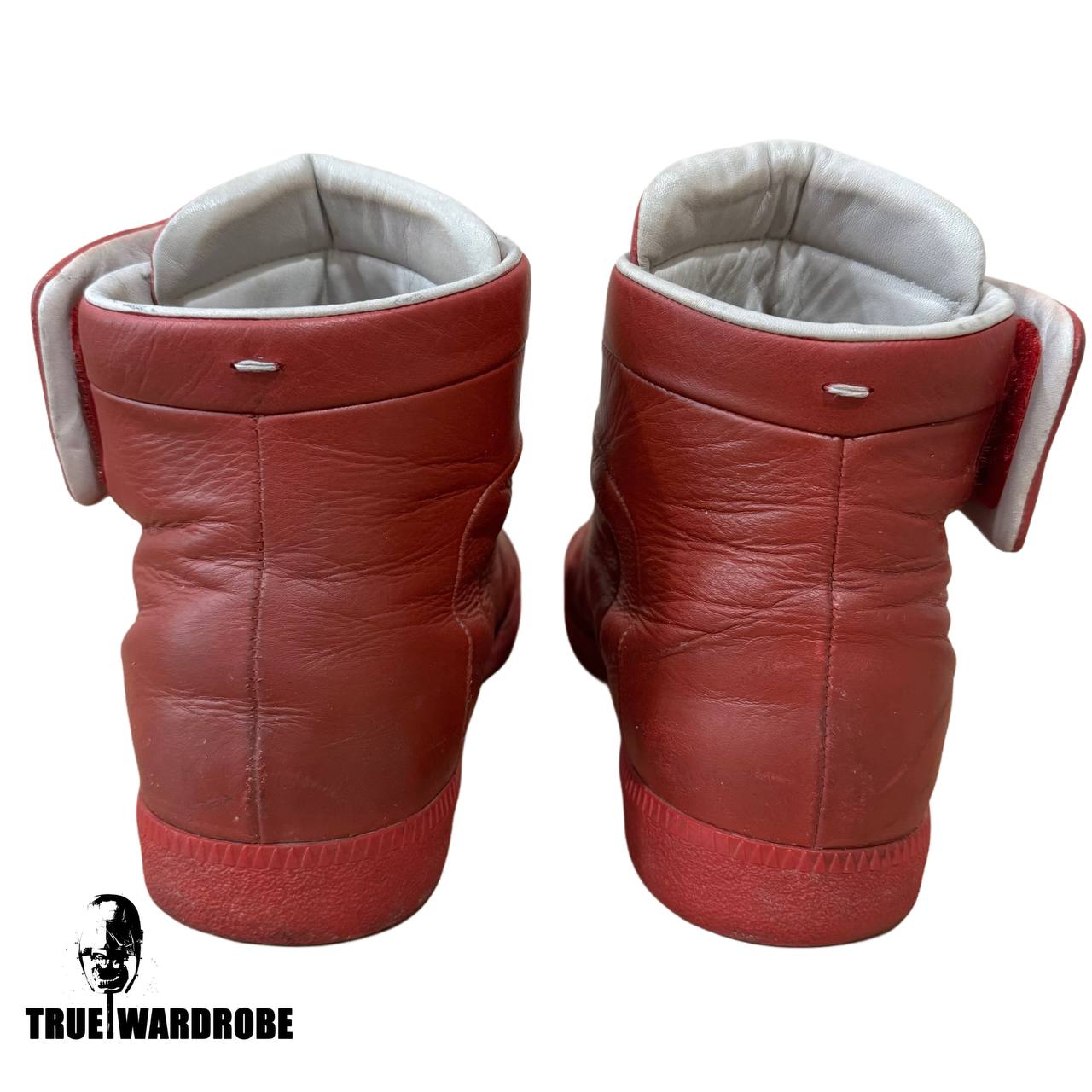 Maison Margiela Future High Red Burgundy Leather Sneakers