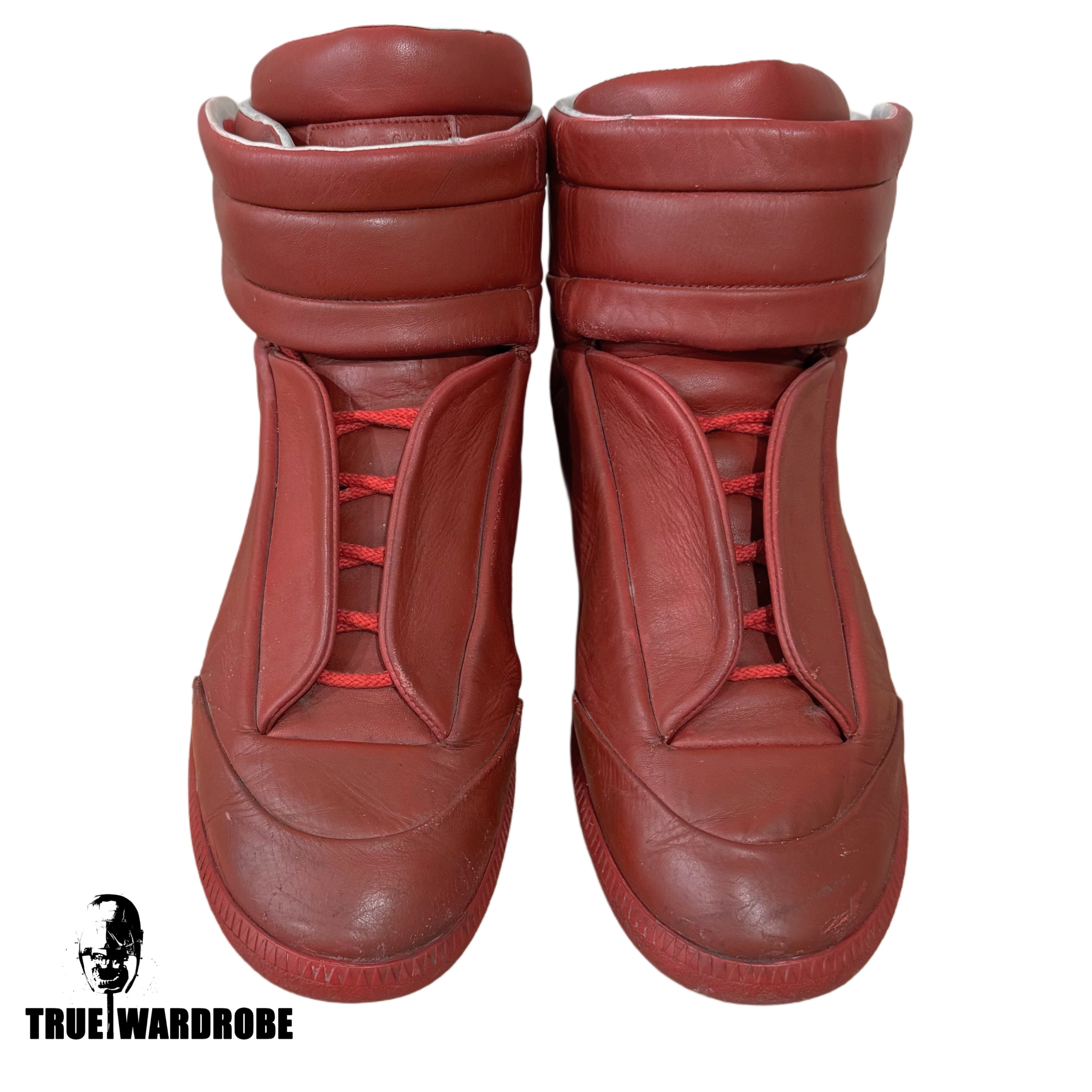 Maison Margiela Future High Red Burgundy Leather Sneakers