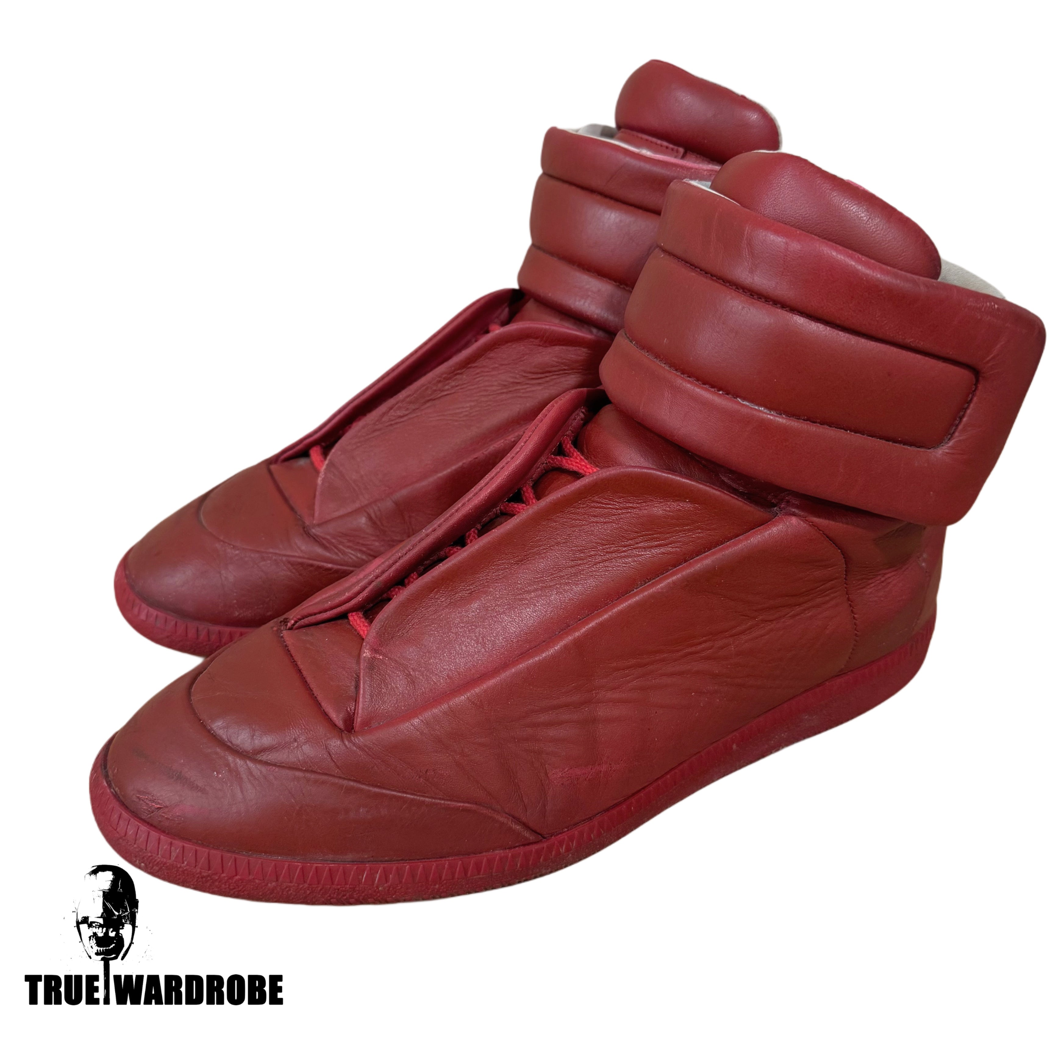 Maison Margiela Future High Red Burgundy Leather Sneakers