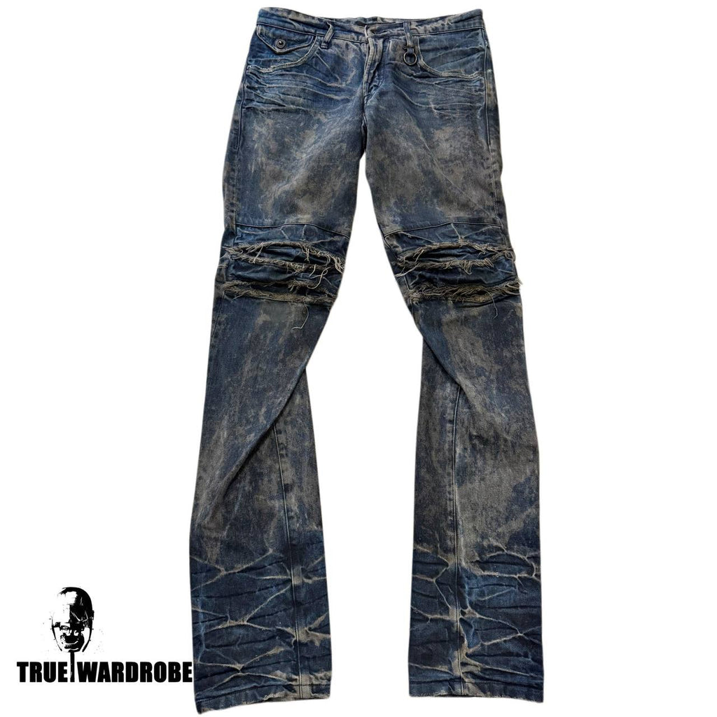 AW10 Julius Blue Grey Twisted Stacking Distressed Denim Jeans