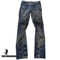 AW10 Julius Blue Grey Twisted Stacking Distressed Denim Jeans