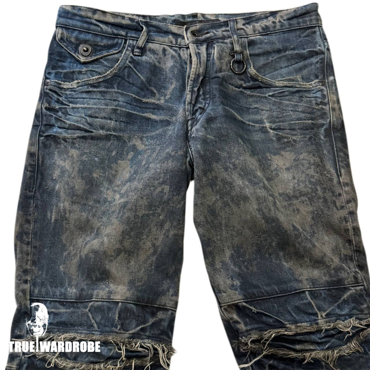 AW10 Julius Blue Grey Twisted Stacking Distressed Denim Jeans
