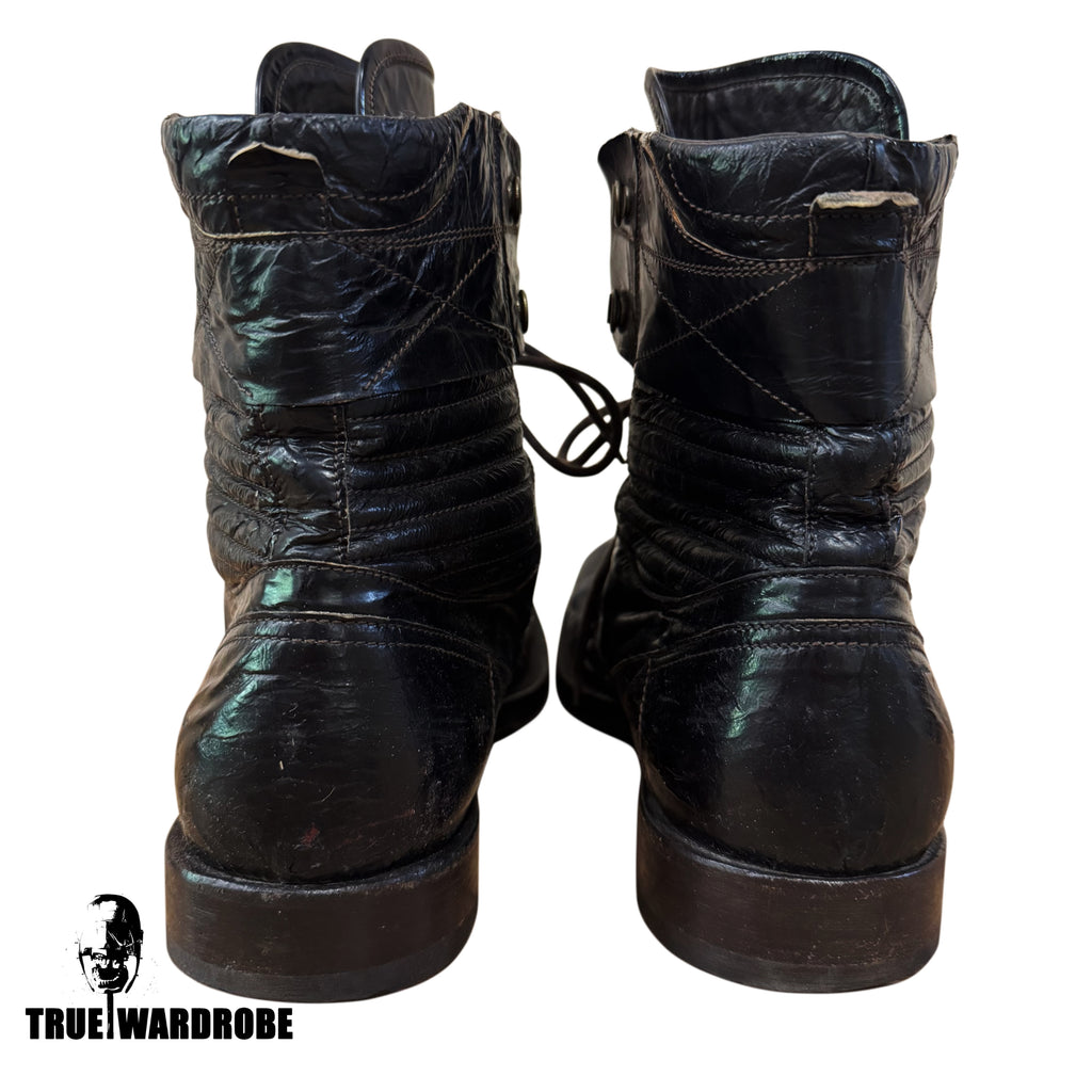 Patent Leather Combat Army Black Boots