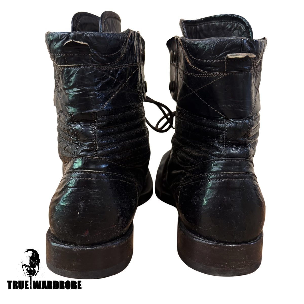 Patent Leather Combat Army Black Boots