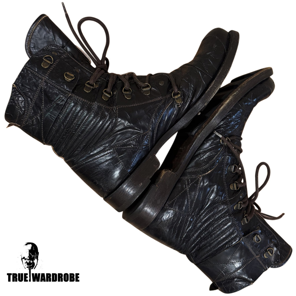 Patent Leather Combat Army Black Boots