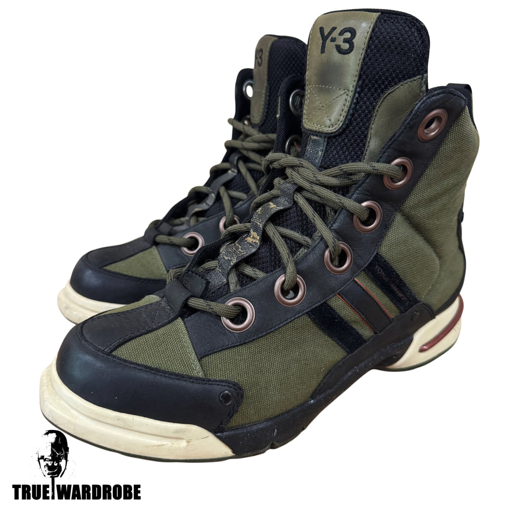 FW07 RUNWAY Y-3 Yohji Yamamoto x Adidas Khaki Eyelet Boots