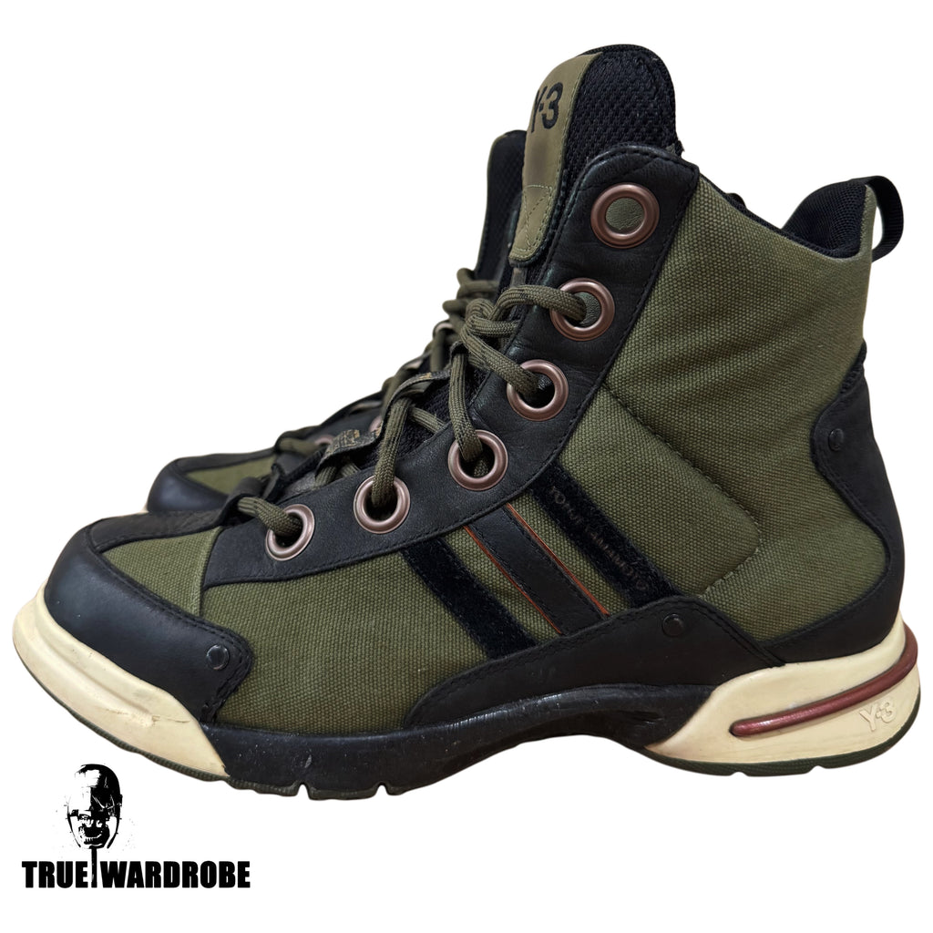 FW07 RUNWAY Y-3 Yohji Yamamoto x Adidas Khaki Eyelet Boots