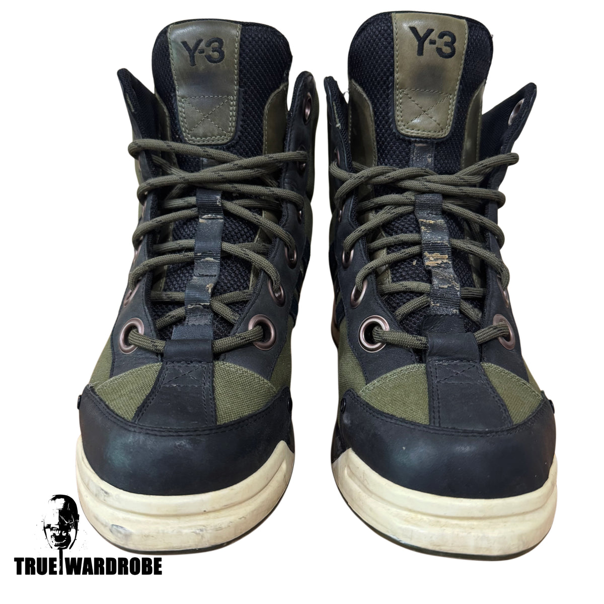 FW07 RUNWAY Y-3 Yohji Yamamoto x Adidas Khaki Eyelet Boots