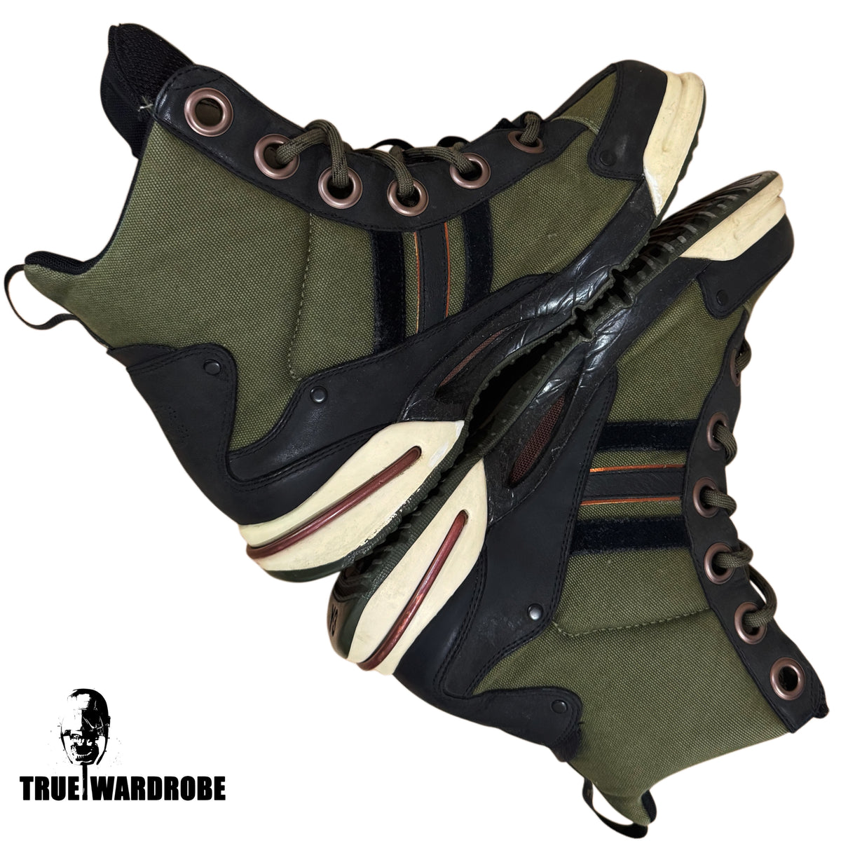 FW07 RUNWAY Y-3 Yohji Yamamoto x Adidas Khaki Eyelet Boots