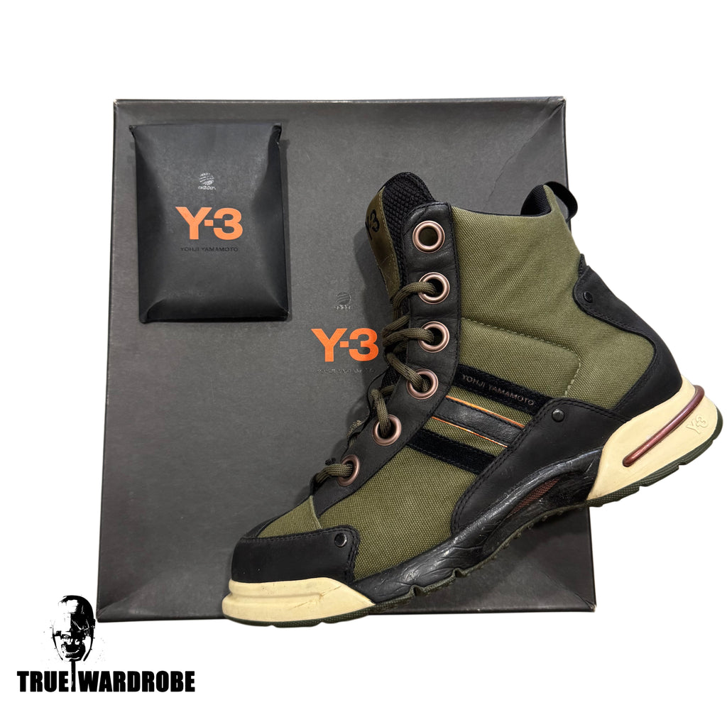 FW07 RUNWAY Y-3 Yohji Yamamoto x Adidas Khaki Eyelet Boots