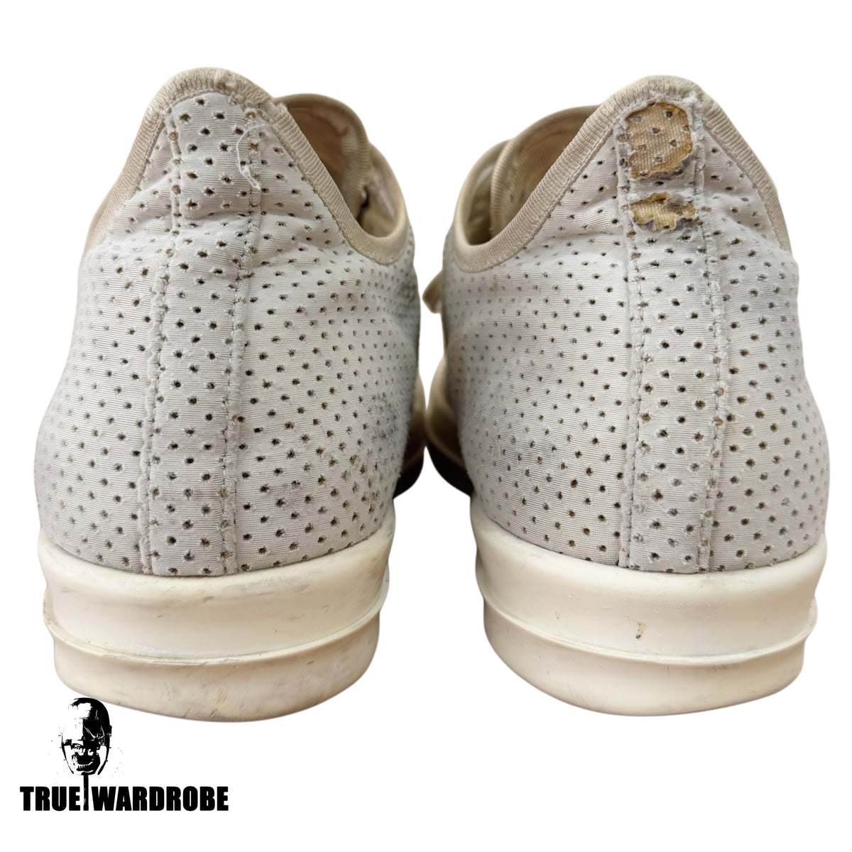 SS17 Rick Owens Drkshdw Perforated Ramones Low White Milk Sneakers
