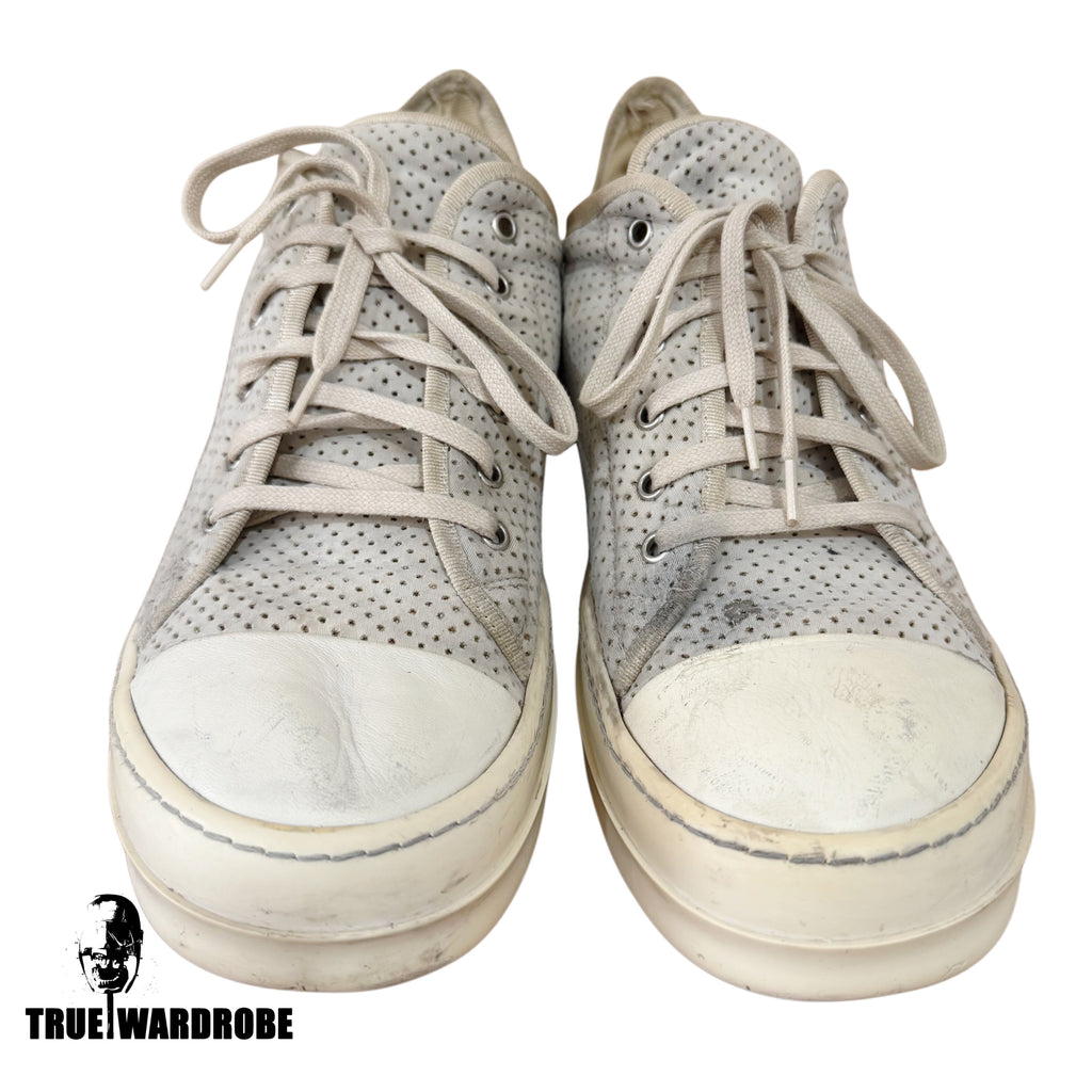 SS17 Rick Owens Drkshdw Perforated Ramones Low White Milk Sneakers