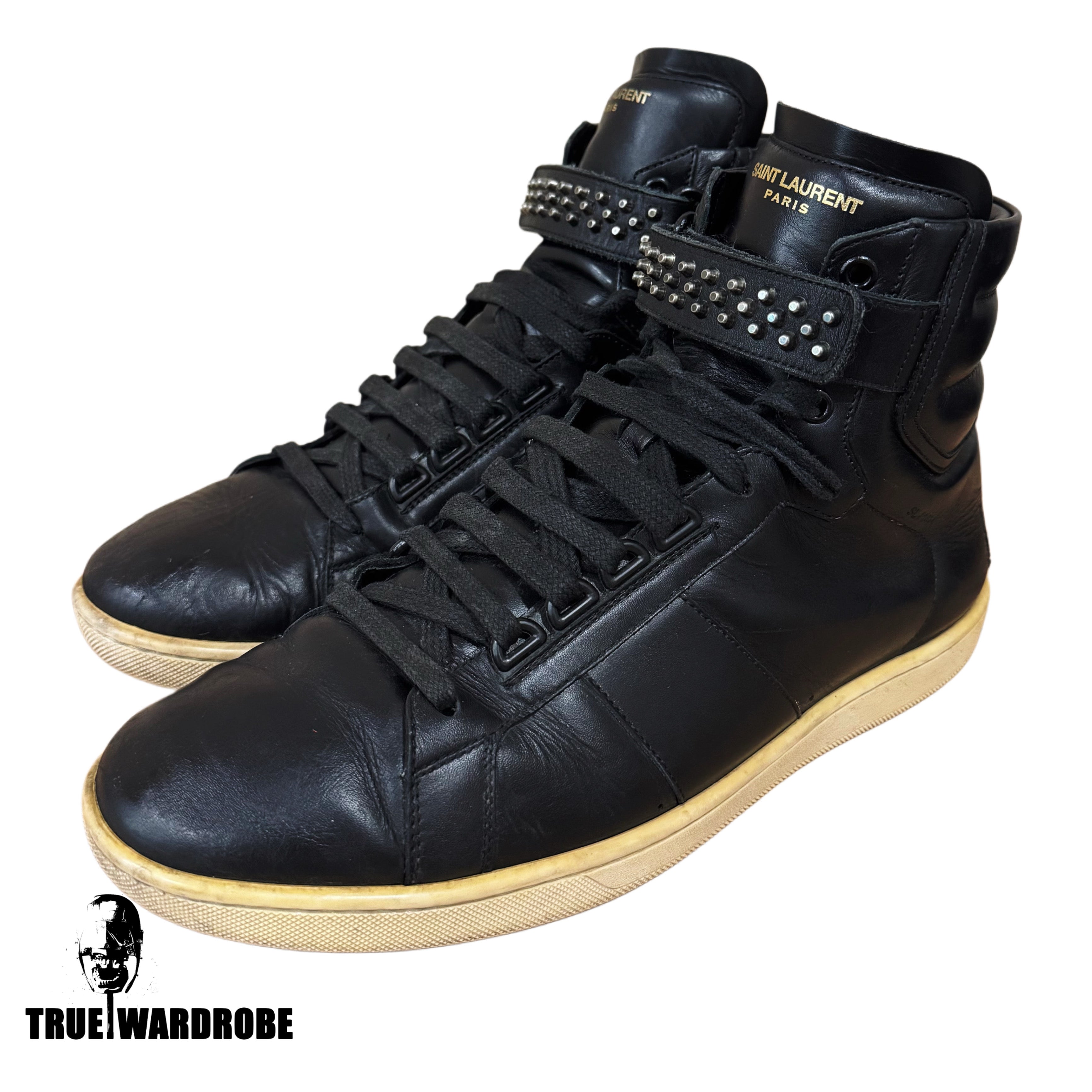 Saint Laurent SL/14H Studded Strap Leather High Top Sneakers